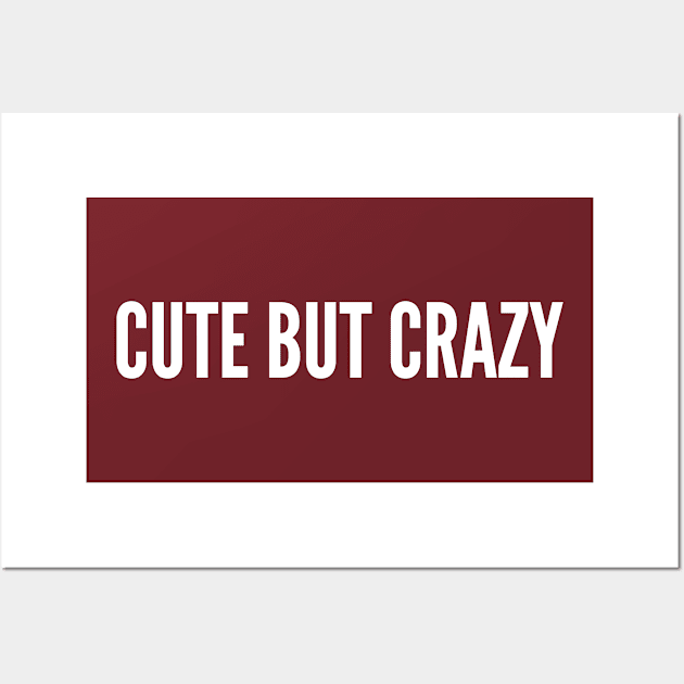 Cute But Crazy - Funny Slogan Girlfriend/Boyfriend Statement Humor Wall Art by sillyslogans